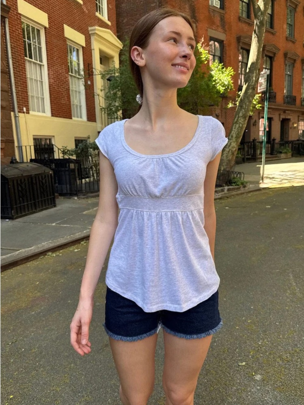 Brandy melville gray Cassie  babydoll top